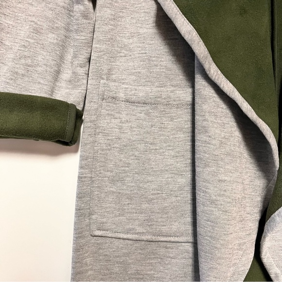 Fabletics Moscow Coat Womens SZ Medium Soft Cozy Terry Fleece Gray Midi Coatigan - Picture 7 of 14